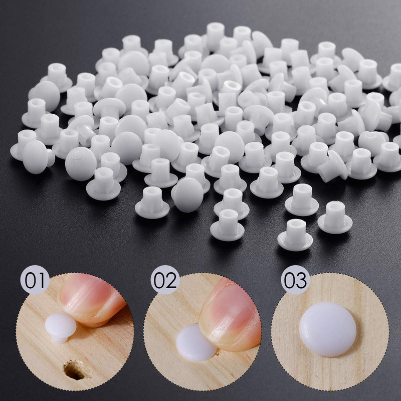 Plastic Hole Plugs Round Button Plugs Screw Cap Drilling Cover Plugs for Cabinet Cupboard Shelves(500 Pieces,3/16 Inch) 500 3/16 Inch
