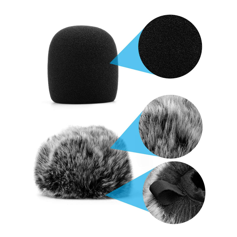 ChromLives Microphone Cover, Furry Windscreen Foam Cover Compatible with Blue Yeti, Yeti Pro Condenser (Furry & Foam Combo 2Pack) Combo Blue Yeti