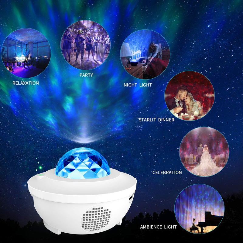 [AUSTRALIA] - Night Light for Kids, LBell 3 in 1 Star Projector w/LED Nebula Cloud for Bedroom/ Game Rooms/ Home Theatre/ Night Light Ambiance with Bluetooth Speaker, Voice Control& Remote Control White 