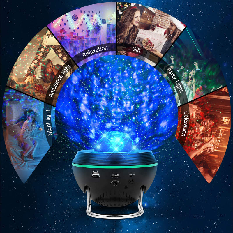 Ifreelife Star Projector, Ocean Wave Galaxy Projector with Bluetooth Speaker Night Light Projector Compatible with Alexa & Google Assistant for Kids Bedroom/Game Rooms/Home Theater/Party