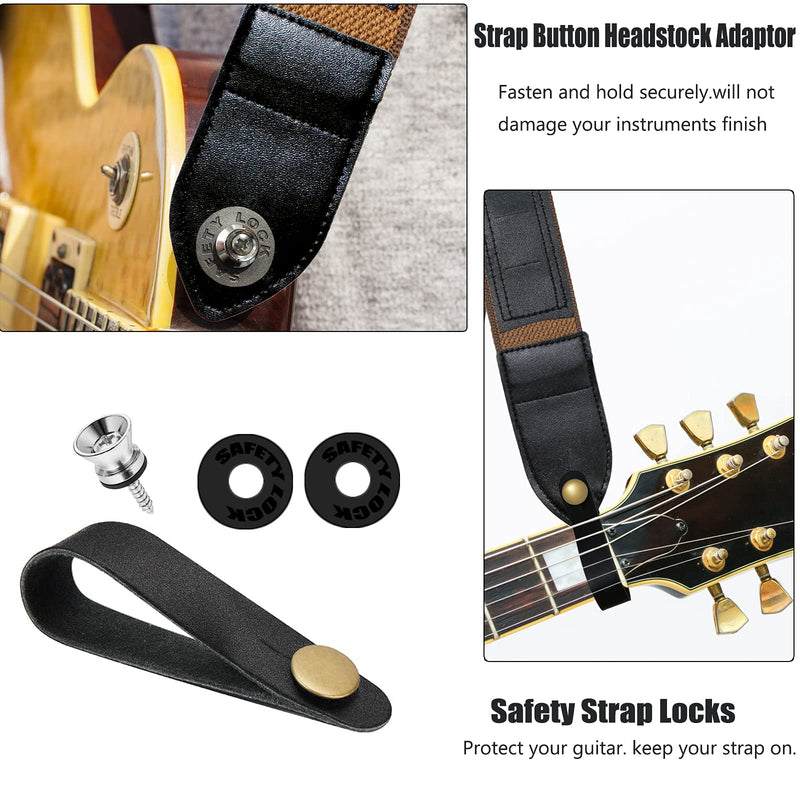 Soft Adjustable Guitar Strap For Bass, Electric, Acoustic Guitars. Includes 10picks,2Rubber Buckle Locks,1 Strap Buckle,2 Strap Nails. Electric Guitar Accessories, Guitar Straps Acoustic