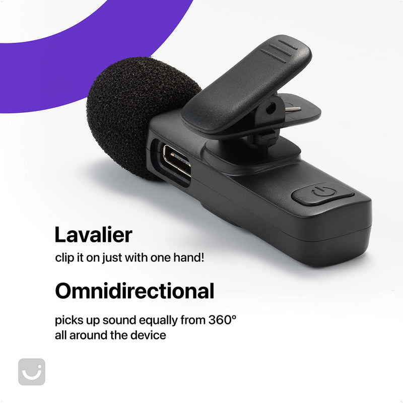 2 Pack Wireless Microphone for iPhone, iPhone Mic, Lavalier microphone for iPhone, Mini microphone iPhone, YouTube microphone, iPhone microphone for video recording, Lapel Mic, Lav mic for iPhone