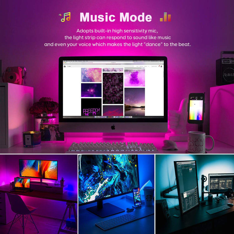 [AUSTRALIA] - Led Strip Lights Sync to Music, Tasmor 32.8ft 5050 RGB Light Color Changing with Music IP65 Waterproof LED Rope Light with Controller for Home, Room, Bar, Party 