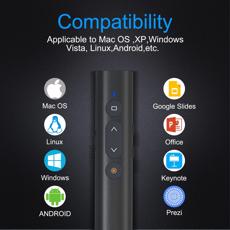 Clicker for Powerpoint Presentations, TIBURN 100 Feet Presentation Clicker USB/USB-C 2 in 1 Slides Clicker for Mac/Win/Computer/Laptop Presentation Pointer