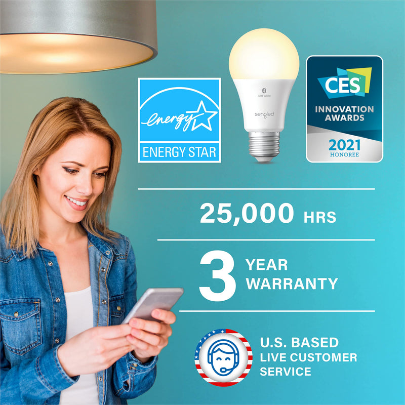 Sengled Smart Light Bulbs, Alexa Light Bulb Bluetooth Mesh, Smart Bulbs That Work with Alexa Only, A19 Dimmable LED Bulb E26, 60W Equivalent Soft White 800LM, Certified for Humans Device, 2 Pack