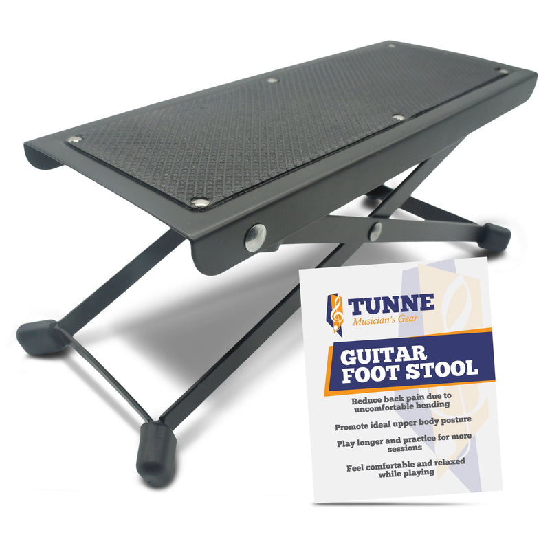 Guitar and Bass Foot Stool Rest is Adjustable for Hours of Comfortable, Painless Playing Black