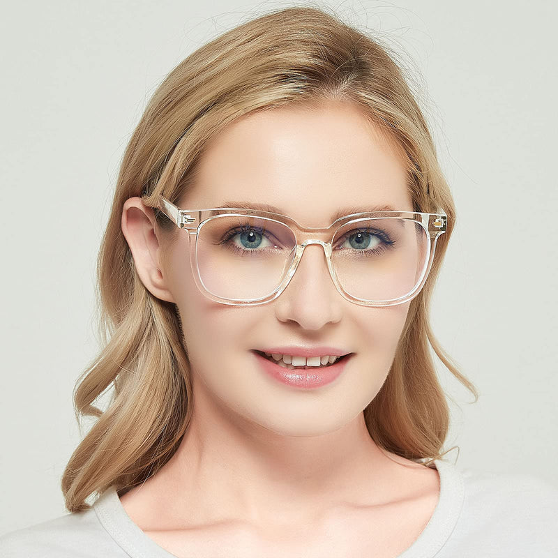 MACJERO Oversized Blue Light Blocking Glasses for Women Men,Anti Eyestrain/Computer/Reading/Gaming/TV/Phones (Transparent) Clear