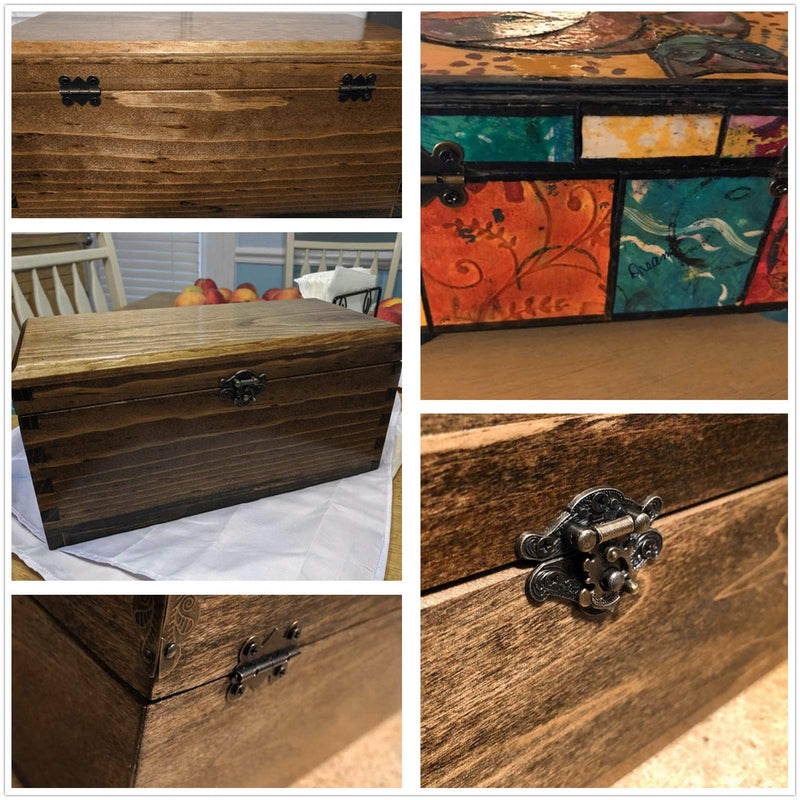 Dophee 2pcs Retro Design Decorative Cabinet Jewelry Box Latch Hasps with 4 Butterfly Hinge and 28 Screws