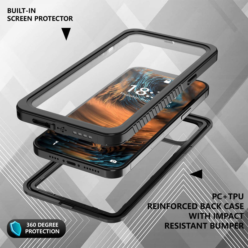 ANTSHARE for iPhone 12 Pro Max Waterproof Case, for iPhone 12 Pro Max Case Built-in Screen Protector Full Body Protective Shockproof Dustproof IP 68 Waterproof Case for iPhone 12 Pro Max 6.7''