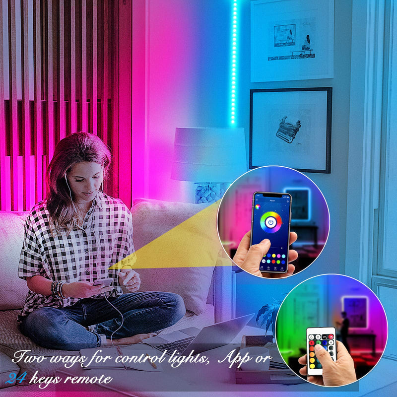 DAYBETTER Led Strip Lights 100ft (2 Rolls of 50ft) Smart Light Strips with App Control Remote, 5050 RGB Led Lights for Bedroom, Music Sync Color Changing Lights for Room Party Multicolor 100.0 Feet