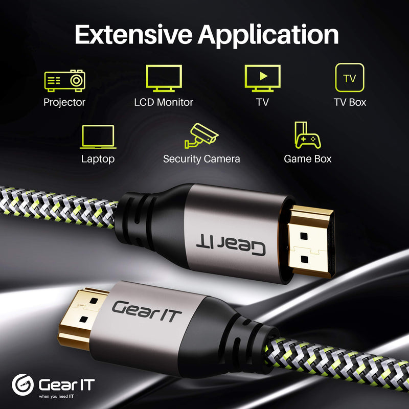 GearIT HDMI Cable (1-Pack / 10ft / 3m) High-Speed HDMI 2.0b, 4K 60hz, 3D, ARC, HDCP 2.2, HDR, 18Gbps - Nylon Braided Cord 10 feet / 3 meter 1 Pack - Nylon Braided