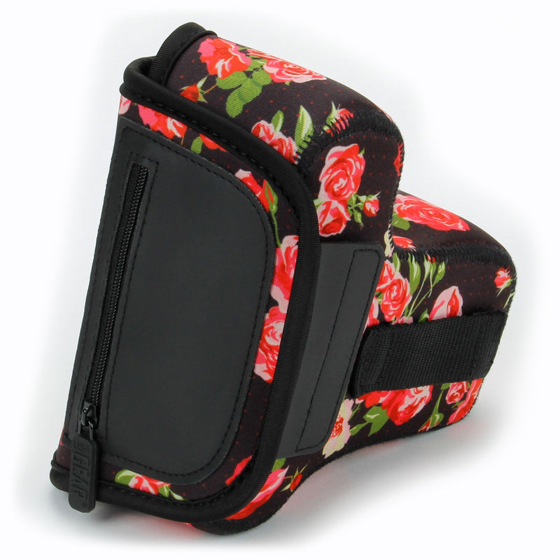 USA GEAR DSLR Camera Sleeve Case (Floral) with Neoprene Protection, Holster Belt Loop and Accessory Storage - Compatible with Nikon D3100, Canon EOS Rebel SL2, Pentax K-70 and Many More Floral