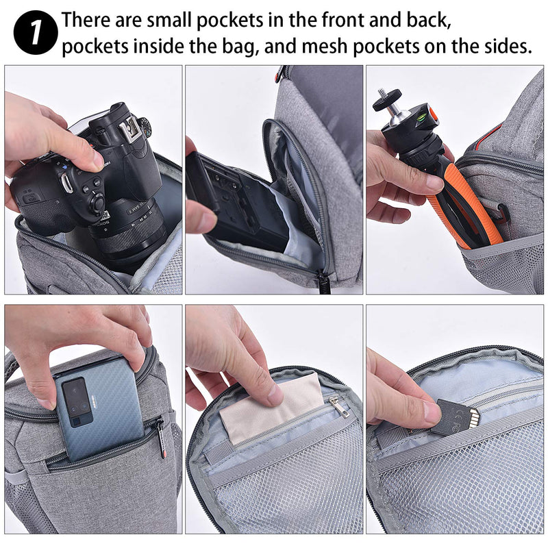 [AUSTRALIA] - FOSOTO Compact DSLR Camera Bag Shoulder Crossbody Case Compatible for Canon EOS Rebel T6 T7 T8i T100 SL3 XTi 4000D 2000D Nikon D5600 D3400 D3500 Pentax K-70 Olympus E-M10 with Waterproof Rain Cover 
