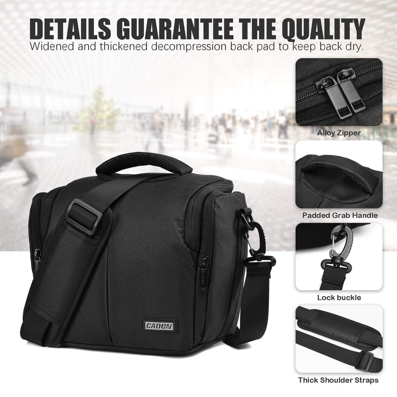 CADeN Camera Bag Case Shoulder Messenger Bag Compatible for Nikon, Canon, Sony, DSLR SLR Mirrorless Cameras and Lenses Black