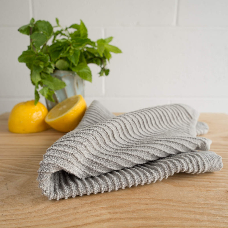 Now Designs Ripple Kitchen Dishcloth, Set of 4, London Grey
