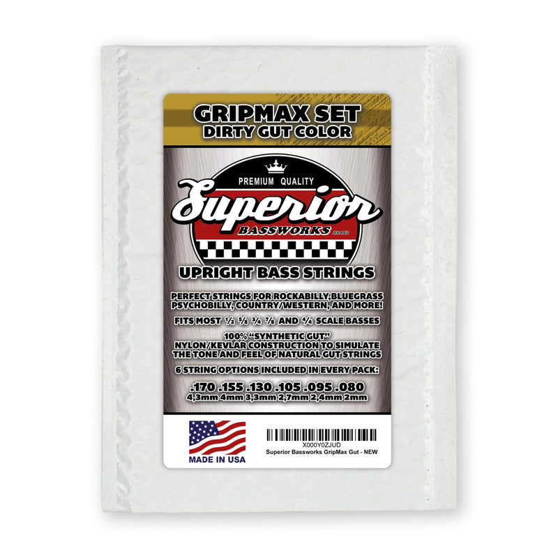 Superior Bassworks GRIPMAX Upright Double Bass Strings Dirty Gut Color FULL SET