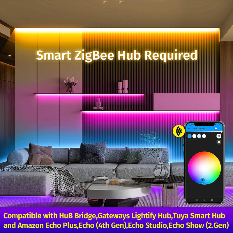 GIDEALED 2 Pack Smart ZigBee 3.0 LED Controller 2-Output for 4 Pin RGB StripLights Dimmable Compatible with Hub Bridge,Amazon Echo Plus,Echo Show(2Gen) App/Alexa Voice Control Ambiance Lighting 2 Pack Rgb Led Controller