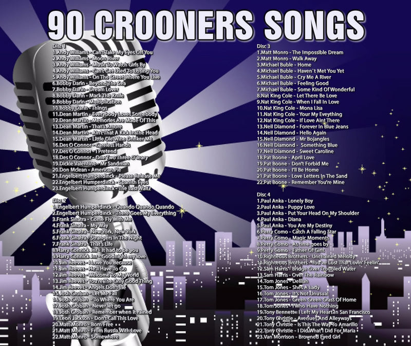 Vocal-Star Karaoke Crooners / Swing Hits CDG CD+G Disc Set - 90 Songs on 4 Discs Including The Best Ever Karaoke Tracks From (Matt Monro ,Dean Martin ,Frank Sinatra and much more)