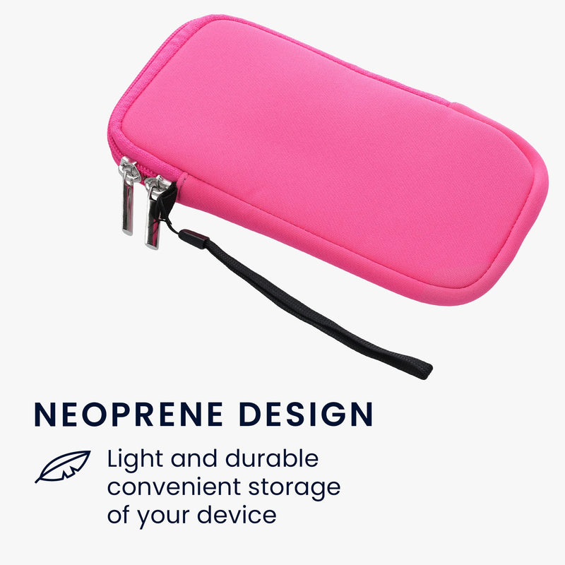 kwmobile Neoprene Phone Pouch Size XL - 6.7/6.8" - Universal Cell Sleeve Mobile Bag with Zipper, Wrist Strap - Neon Pink XL - 6,7/6,8"
