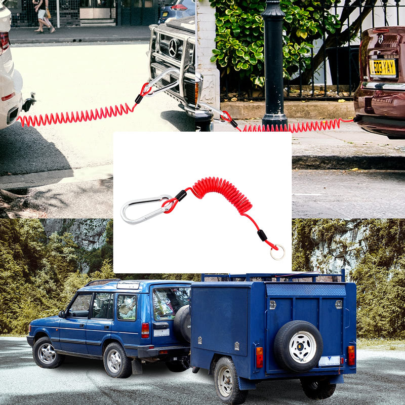 6 Foot Breakaway Trailer Cable Breakaway Cable Towing Coiled Wire Spring Towing Coiled Wire Trailer Brake Safety Cable for RV Trailer Emergency (1 Pack) 1 PCS 6 Foot Trailer Cable