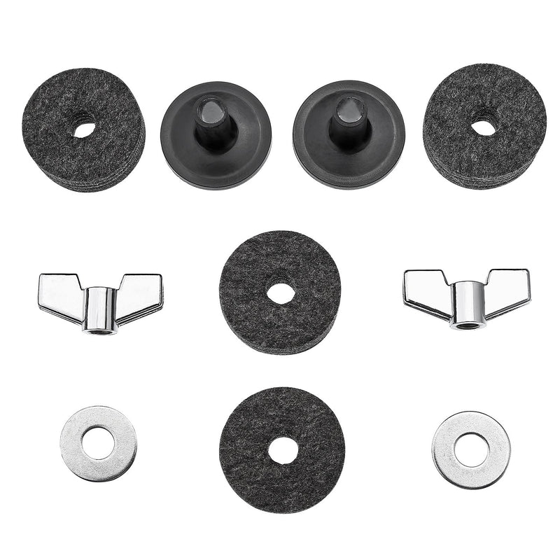 TecUnite 18 Pieces Cymbal Replacement Accessories Cymbal Felts Hi-Hat Clutch Felt Hi Hat Cup Felt Cymbal Sleeves with Base Wing Nuts and Cymbal Washer