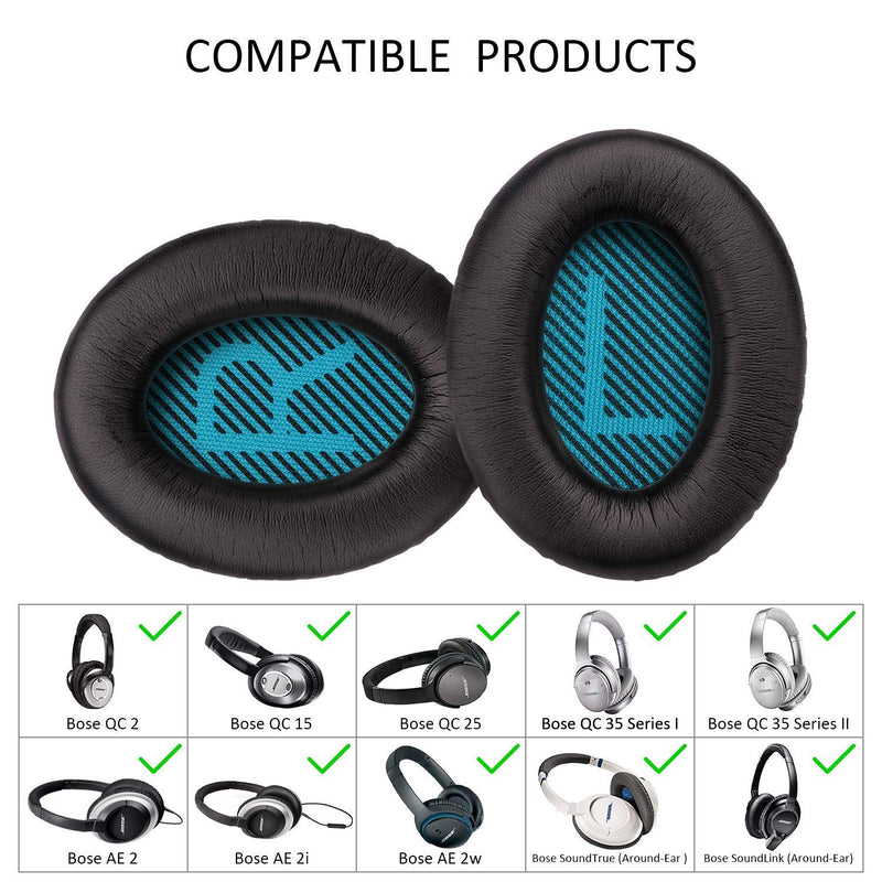 [AUSTRALIA] - Replacement Ear Pad Cushion Memory Foam Ear Cup Repair for Bose Headphones Quiet Comfort 2 Qc2, Qc15, 25 Qc25, Ae2, Ae2I, Ae2W Headphone (Black 2) Black 2 