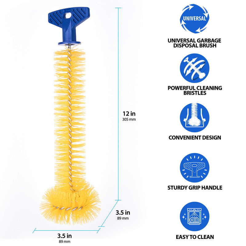 Mr. Scrappy Universal Garbage Disposal Brush, Sturdy Grip Handle, 11-Inches