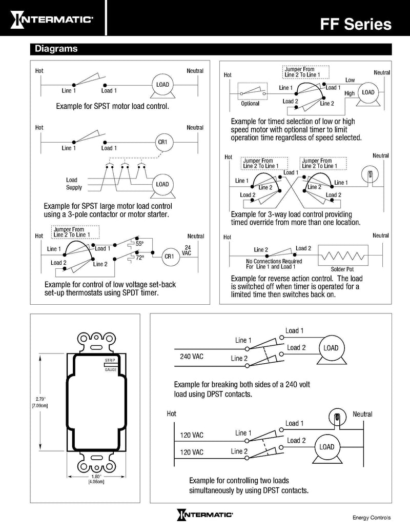 Intermatic FF12HHC 12-Hour Spring Loaded Wall Timer, Brushed Metal Finish SPST with hold