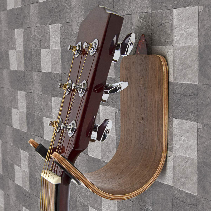 Guitar Wall Hanger and Guitar Wall Mount Handmade Unique Design Guitar Hanger Wall Mount Guitar Holder Acoustic Guitar Accessories Ukulele Wall Mount Wall Stand Wall Guitar Mount Guitar Hook - Walnut