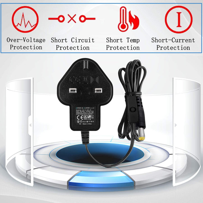 EFISH 12V 1A 12W Power Supply Adapter with Switch,Power Plug for 12V Small Electronic Devices,CCTV Camera,Routers,Hub,LED strips,Telekom,Speedport,Radiowecker,Scanner,Alarm Bell+7 Different Plugs (1) 12V1A(Switch)+7Plugs