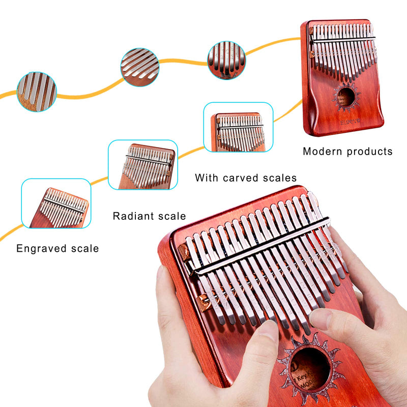 Kalimba Thumb Piano 17 Keys，Mbira Sanza Finger Piano with Waterproof Protective Box，Study Instruction and Tune Hammer，Portable Easy Operation Engraved Notes，Gift Ideas for Kids Adult