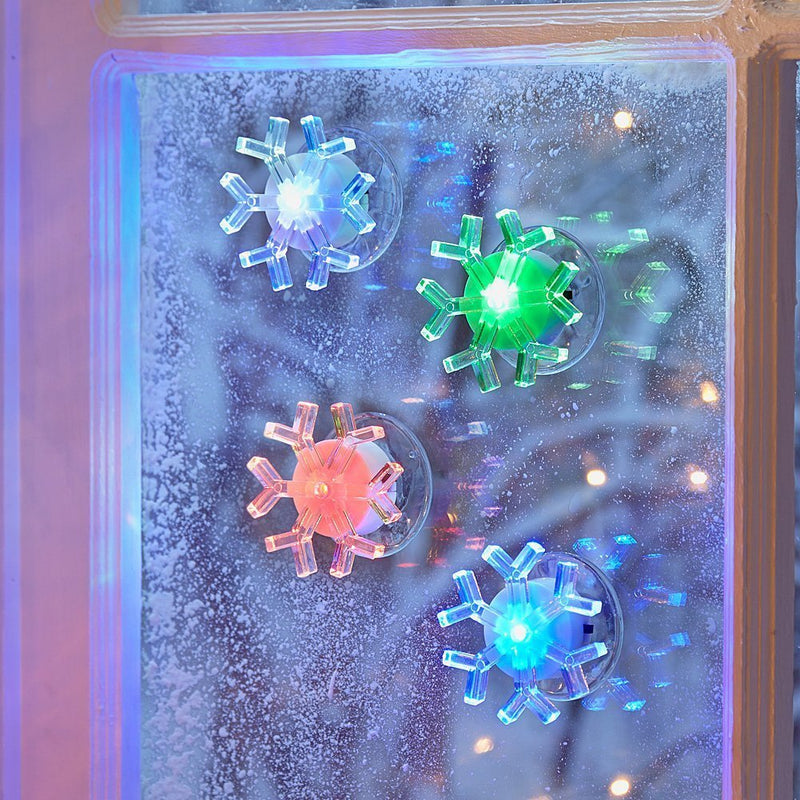 [AUSTRALIA] - Set of 4 - Color Changing LED Snowflakes, Suction Cup Window Light Decor - #L7540 