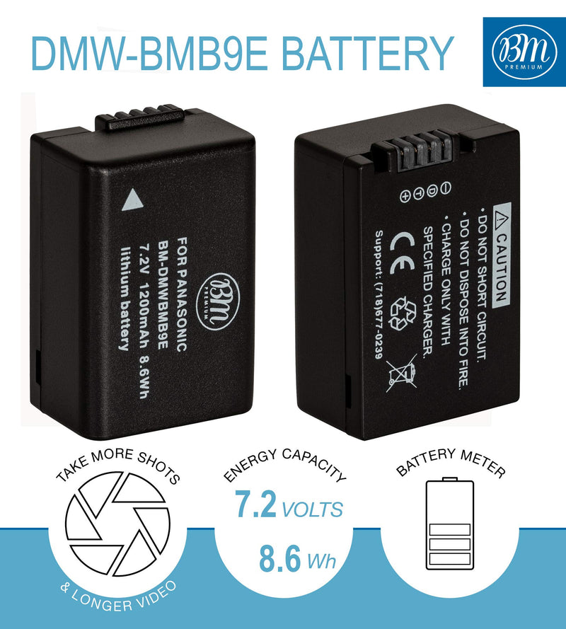 2 Pack of DMW-BMB9 Batteries and Battery Charger for Panasonic Lumix DC-FZ80, DMC-FZ40K, DMC-FZ45K, DMC-FZ47K, DMC-FZ48K, DMC-FZ60, DMC-FZ70, DMC-FZ100, DMC-FZ150 Digital Camera