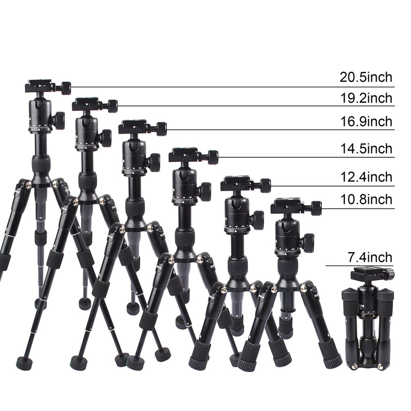 Ruittos Tabletop Tripod, Mini Tripod, 22inch High, with 360 Degree Pan Ball Head, Aluminum Alloy, Ultra Compact, Portable for DSLR, Travel