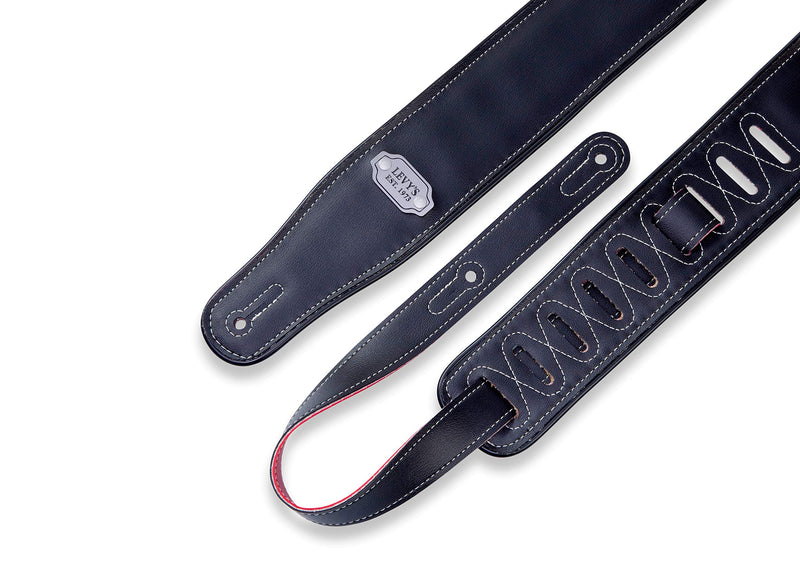 Levy's Leathers 2.75" Vinyl Guitar Strap Reversible Vinyl Design; Black, Red, and Black (M26VP-RED_BLK) Black, Red, Black