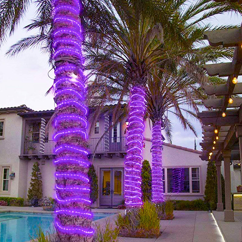 [AUSTRALIA] - JMEXSUSS 8 Modes Solar Powered Light Rope,39.4 ft 120 LED Outdoor Solar Rope Lights,Waterproof Solar Rope Tube for Garden, Fence, Yard, Party, Wedding,Christmas Tree Decor(Purple) Purple 
