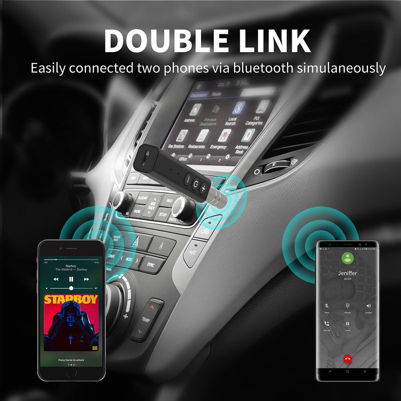 SZMDLX Bluetooth 5.0 Receiver, Portable Clip Wireless Audio Aux Adapter Bluetooth Car Kit (Voice Assistant, A2DP, Built-in Microphone for Home/Car Audio with 3.5mm Stereo Output) receiver-02