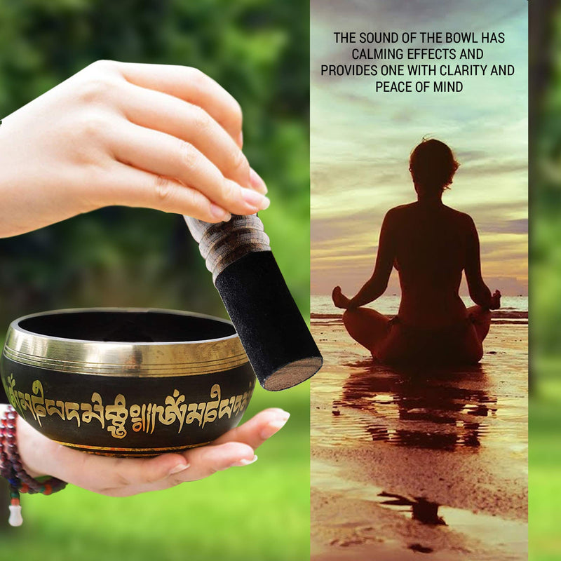Tibetan Singing Bowl Set - Easy To Play Authentic Handmade For Meditation Sound 7 Chakra Healing By Himalayan Bazaar