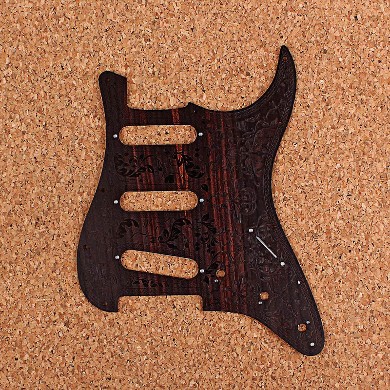 Alnicov SSS Wooden Guitar Pickguard Rosewood with Decorative Flower Pattern for Fender ST Electric Guitars