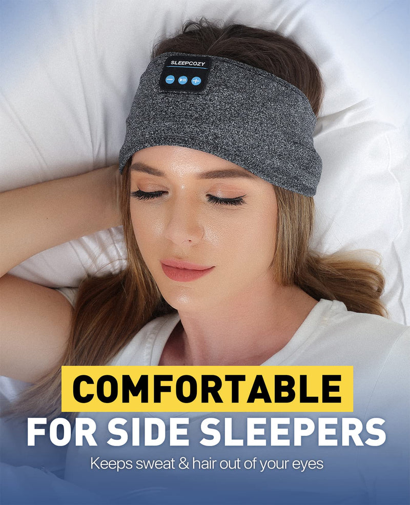ASMRBAND Headband Headphones, Sleep Headphones Adjustable, Sleeping Headphones Comfortable Headband with Thin Speaker Microphone Handsfree Best Gift Ideas For Women Men Dark Gray 1 Count (Pack of 1)