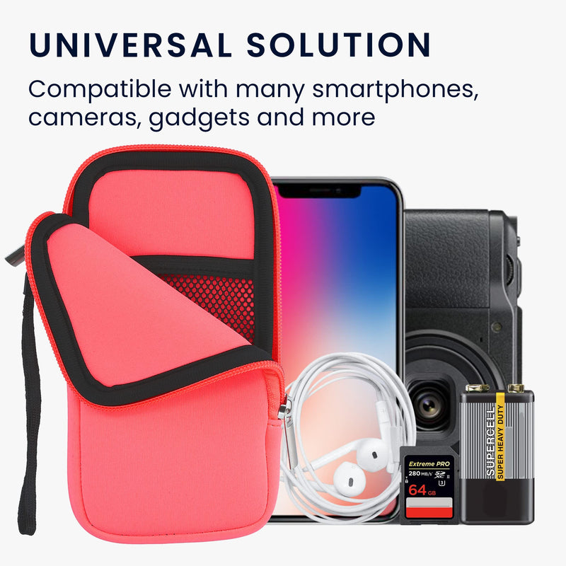 [AUSTRALIA] - kwmobile Neoprene Phone Pouch Size XL - 6.7/6.8" - Universal Cell Sleeve Mobile Bag with Zipper, Wrist Strap - Pink XL - 6,7/6,8" 