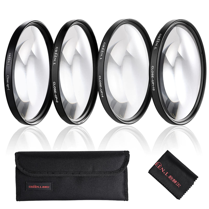 62mm Close-up Filter Set(+1,+2,+4,+10), Professional Macro Filter with Filter Pouch for Camera Lens 62mm
