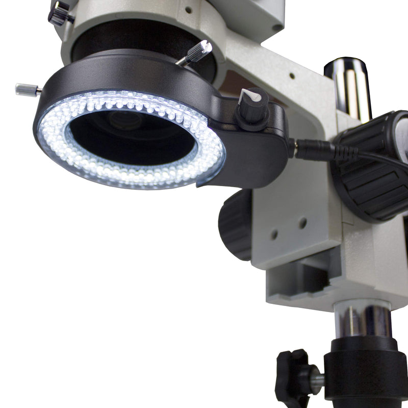 [AUSTRALIA] - Vision Scientific VMLIFR-09B Black Adjustable 144 LED Ring Light for Stereo Microscope | 2.5" (62.5mm) Inside and 3.64" (92.5mm) Outside Diameters | 1-7/8" (48 mm in Diameter) Ring Adapter Included 