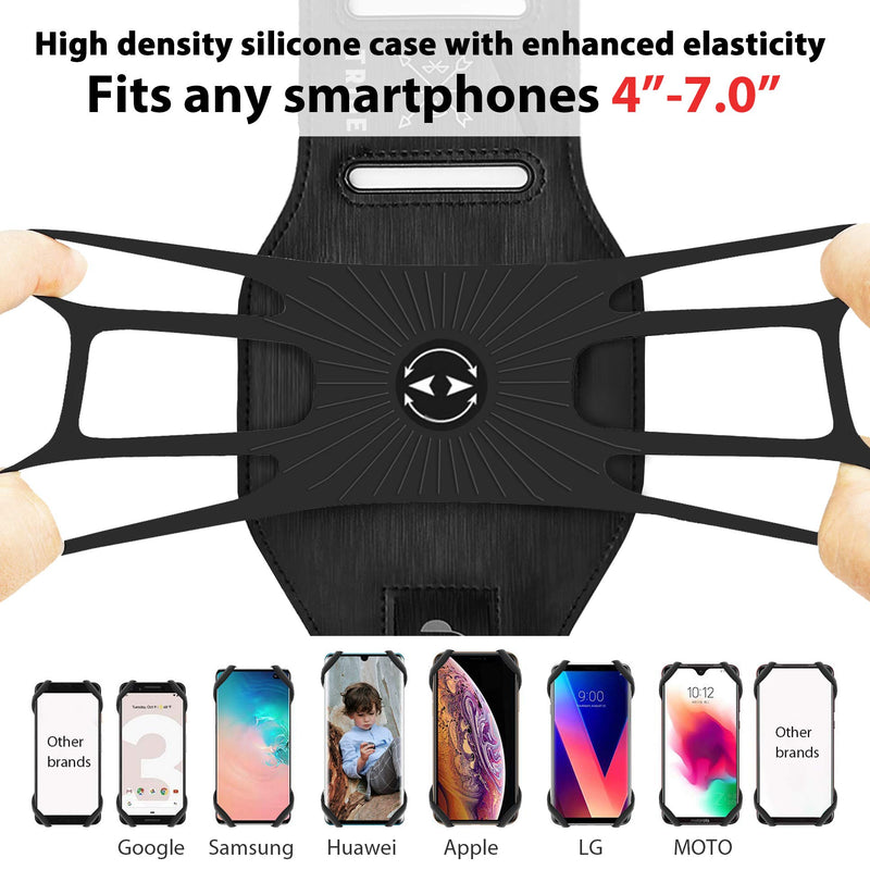 TRIBE Running Phone Holder Sports Armband. iPhone Cellphone Arm Band for Women & Men. 360° Rotation & Detachable. Runners, Jogging, Exercise, Walking & Workouts. Cell Bands for iPhones, Galaxy & More! Black UNIVERSAL