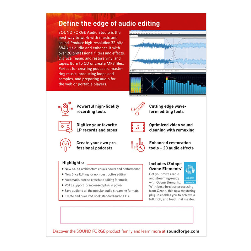 SOUND FORGE Audio Studio – Version 12 – audio editor including mastering plug-in Disc