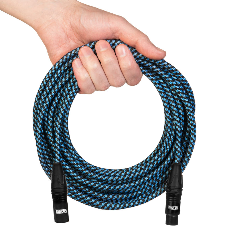 [AUSTRALIA] - Gig Snake Microphone Cable 25 ft - Blue XLR Male to Female Mic Cable - Professional Studio Quality Microphone Cord and XLR Patch Lead - Reliable Dynamic Low Noise Braided Microphone Wire 25FT 