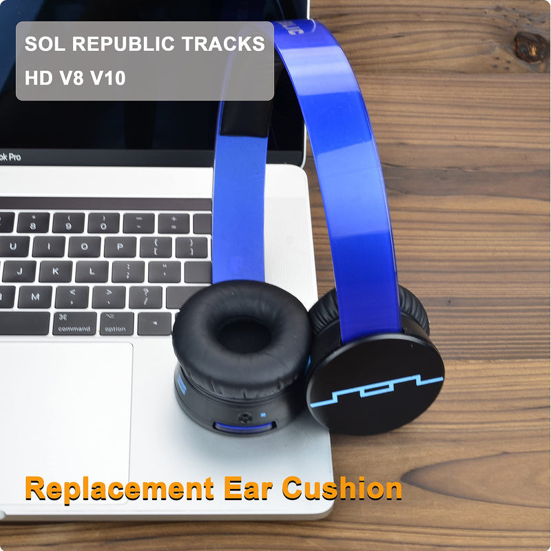 [AUSTRALIA] - HD V8 V10 V12 defean Replacement Ear Pads Ear Cushion Cover Compatible with Sol Republic Tracks HD V8 V10 V12 On-Ear Wired Headphone, Softer Leather,High-Density Noise Cancelling Foam (Black) black 
