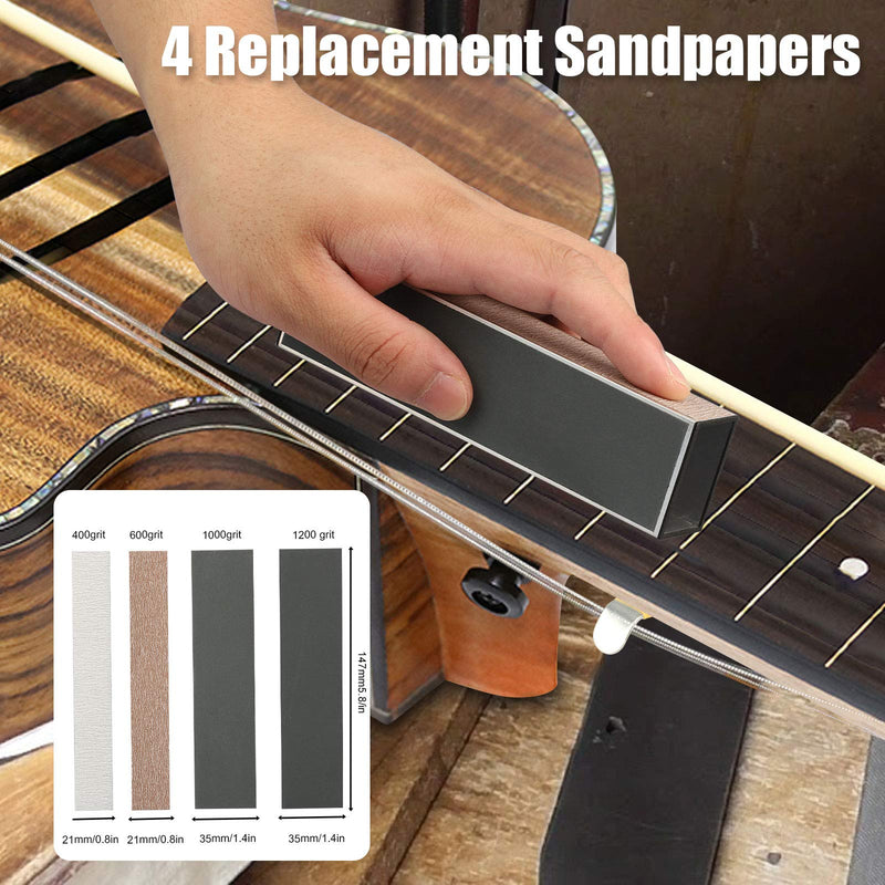 11Pcs Guitar Luthier Tool Kit, SUNJOYCO Sanding Leveler Beam with Self-adhesive Sandpaper, Fret Crowning Luthier File Fret Rocker Fingerboard Guard Protector Guitar String Spreaders for Guitar Bass