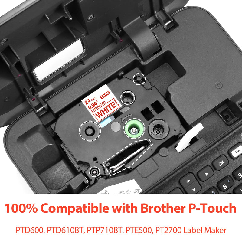 Label KINGDOM 24mm Red on White Label Tape Replacement for Brother P-Touch TZe-252 TZe252 1 Inch TZe Tape 24mm 0.94 Compatible with Brother P Touch Label Maker PTD600 PTD600VP PTP700 PT2730, 3-Pack 24mm (1")