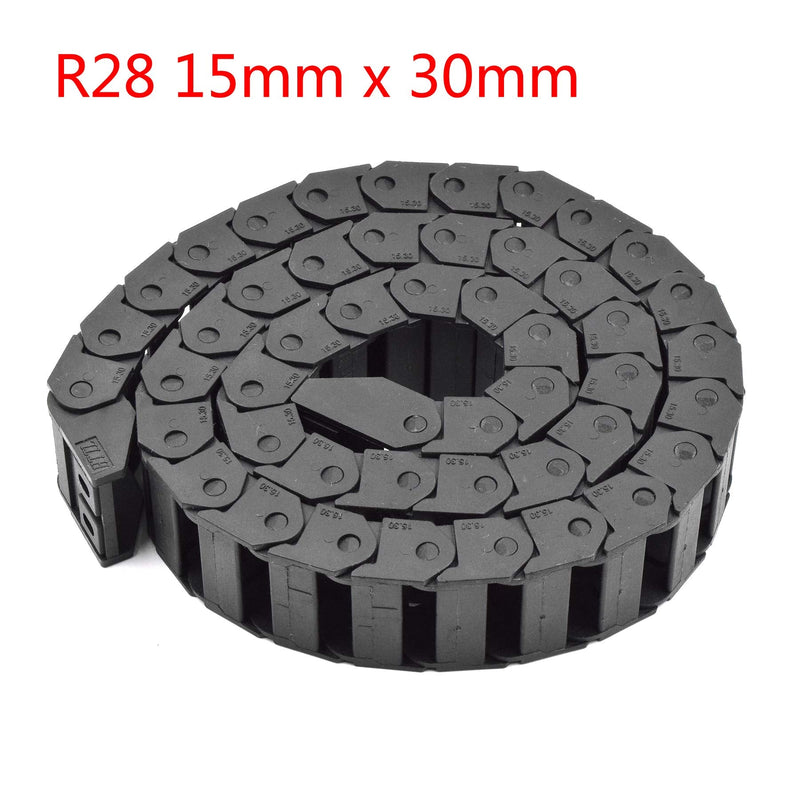 [AUSTRALIA] - Plastic Drag Chain Cable Carrier Closed Type with End Connectors R28 15 x 30mm L1000mm for Electrical CNC Router Machines 